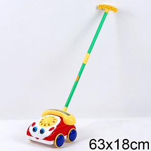 Каталка машина-телефон мультяшная с ручкой, со звонком (Shantou, D148-H36001sim)